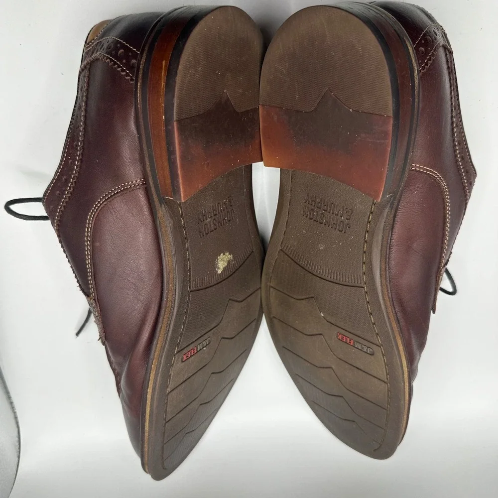 Johnston & Murphy red Brown Leather Wingtip Derby Dress Shoes Men's‎ 8.5 D